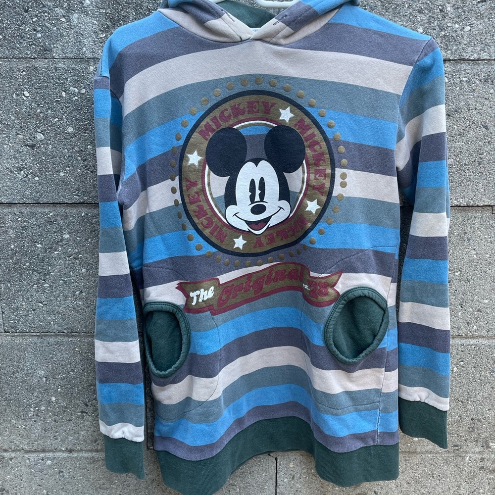 Vintage 90s Mickey Mouse Disney Striped Hoodie
